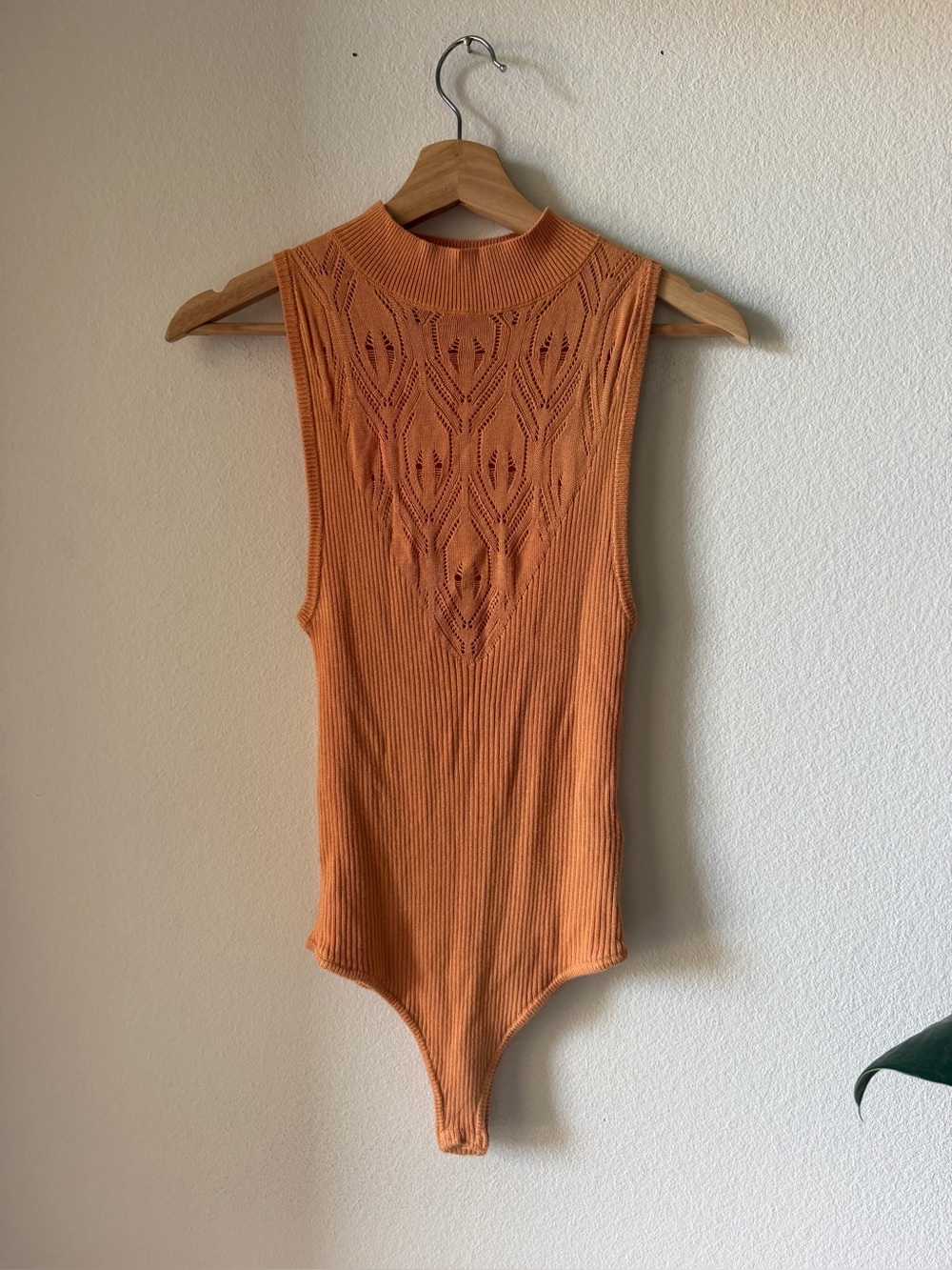 Free people Sleeveless Orange Knit Bodysuit